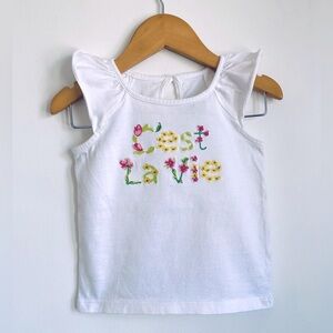 18-24M Janie and Jack White Embroidered Top C’est La Vie